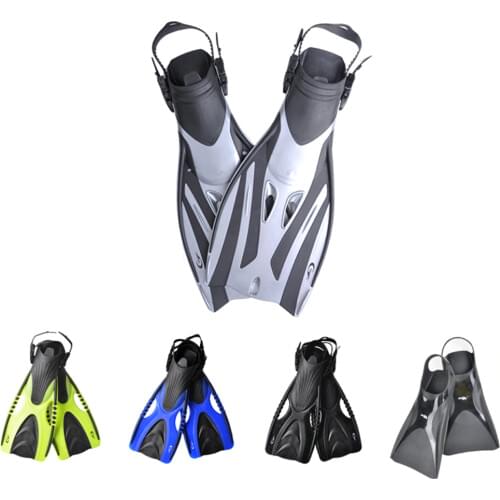 Open Heel Adult Diving Fins Snorkeling Long Flippers Non-slip Adjustable Diving Frog Shoes Fins Underwater Training Swimming