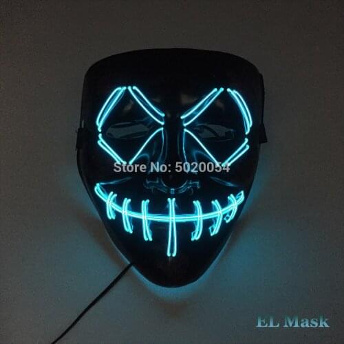 Halloween Masquerade Mask Supplies 10 Colors Sound Activated Light Up Mask Anonoymous EL Glowing Mask For Festival Parties