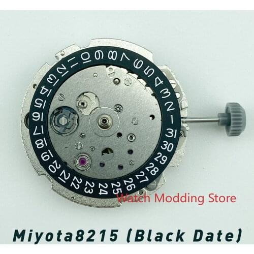 Miyota8215 Movement New Version with Black Date Wheel (Date At 3) Free Metallic Dial Ring/Screws/Stem Quick Date Setting