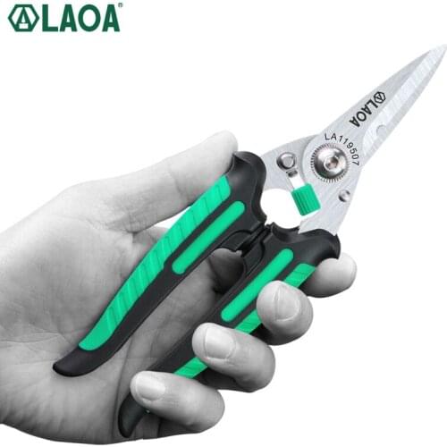 LAOA Multifunctional Scissors Made in Taiwan With safety Lock Stainless Shears Cutting Leather Wire cutters Household scissors