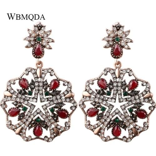 Trendy Star Pentagram Statement Earrings For Women Luxury Bohemian Big Crystal Earings Vintage Turkish Jewelry Free Shipping