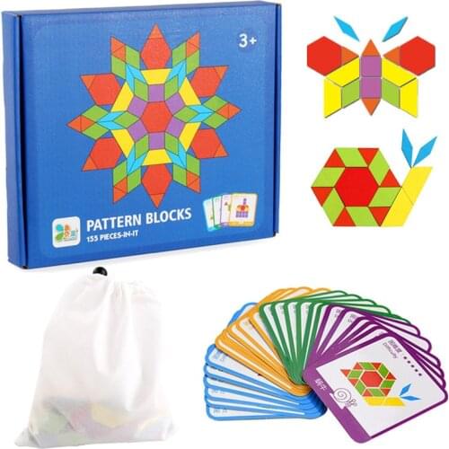 Montessori 155pcs Wooden Jigsaw Puzzle Board Set Colorful Baby Montessori Educational Toys for Children Learning Developing Toy