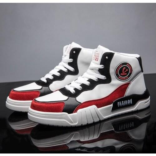 New Men High Top wool liner sneakers Autumn Winter Leather anti-skid Wear resistant lace-up sports shoes Male jogging shoes