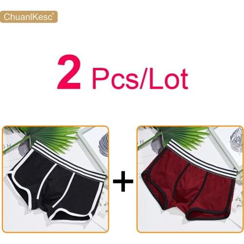 2Pcs/Lot Pure Cotton Mens Underwear Korean Youth Sexy Low Waist Boxer Pants Simple And Comfortable Wide Belt Large Size Fashion