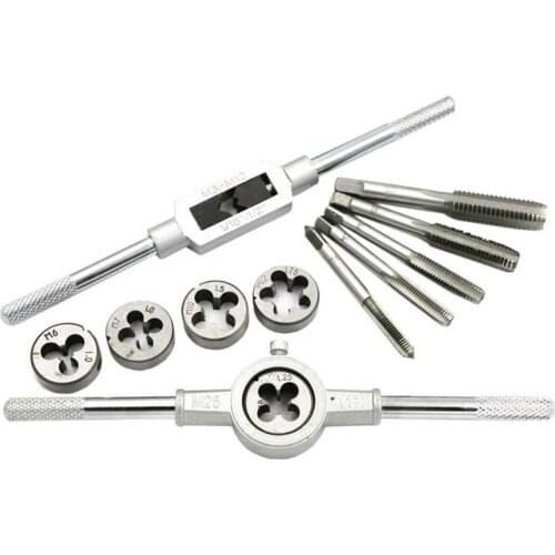 Metric Adjustable Tap Die Wrench Set 12pcs Multifunction Screw External Thread Cutting Tapping Hand Tool Kit Thread Screwdriver
