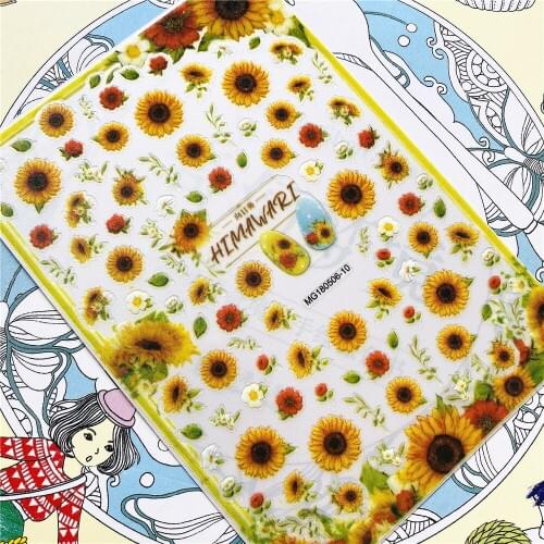 MG180506-10 MG170508-01 Sunflower sun flower 3D Back glue Nail Art Stickers Decals Sliders Nail ornament decoration