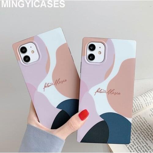 New Square Phone Cover for Iphone 12 11 Pro Max Case Color Geometric Pattern Cases for Iphone Xr Xs Max 7 8 Plus X SE 2020 Cover