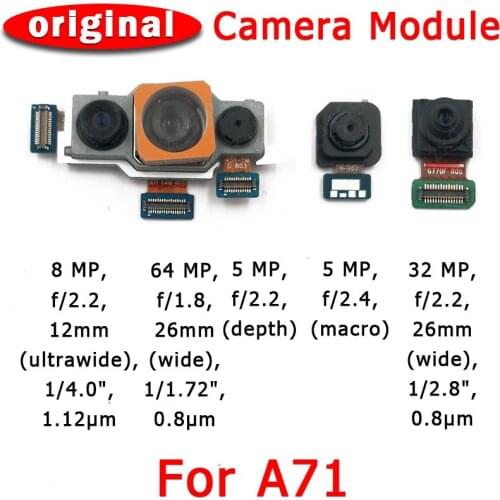 Original Front and Rear Back Camera For Samsung Galaxy A71 A715 Main Facing Camera Module Flex Cable Replacement Spare Parts
