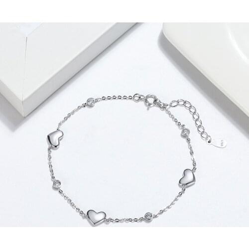 ORSA JEWELS Real 925 Sterling Silver Bracelets For Women With AAA Cubic Zircon Heart Bracelet Wedding Engagement Jewelry OSB02