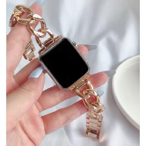 Compatible For Apple Watch chain Strap Stainless Steel Band Series 6 SE 5 4 3 40/44mm Watchband Bracelet for Iwatch se 6 38/42mm