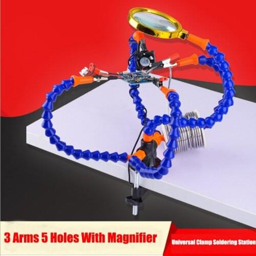 DIY Welding Repair PCB Tool Clamp Table Adjustable With Magnifying Glass 5 Paws Multi-Function Soldering Station Model Airplane