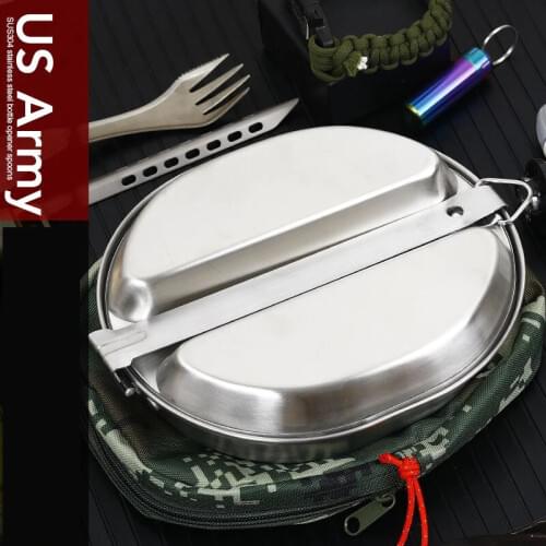 Tiartisan 304 Stainless Steel US Military lunch box Outdoor Camping Hiking Picnic BBQ Beach Canteen box H342