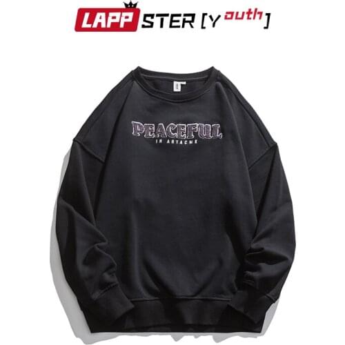 LAPPSTER-Youth Men Solid Letter Streetwear Oversized Hoodie 2021 Mens Harajuku Vintage Causal Hoodies Male Korean Fashion Hoodie