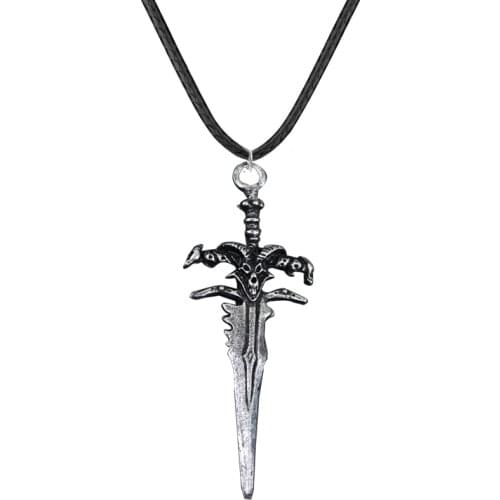 WOW Necklace Punk Gothic Frostmourne Sword Pendants Necklace Espada Weapons Game Necklace Theme Jewelry