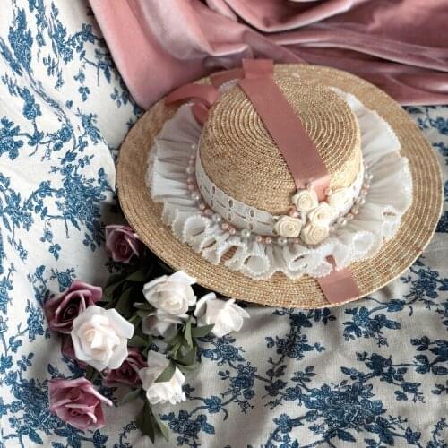 Evening Rose Garden Sunhat CLA Elegant Court Vers Evening Rose Garden Sunhat CLA Elegant Court Versailles Tea Party Spring Retro