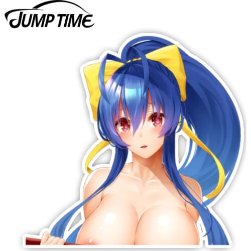 Jump Time 13cm x 12.6cm PEEK BIG HEAD Sexy Anime BlazBlue Decal Vinyl Sticker Car Truck Window Waifu Stickers Car Covers
