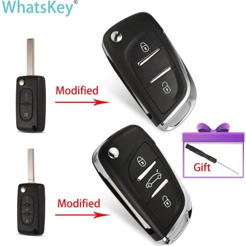 WhatsKey For Peugeot 307 407 408 308 For Citroen C4 C5 Modified Flip Remote Key Shell Case Replacement VA2/HU83 Blade CE0536