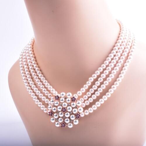 The bride four rows pearl necklace earrings two sets of wedding stage jewelry wedding dress accessories wholesale spot