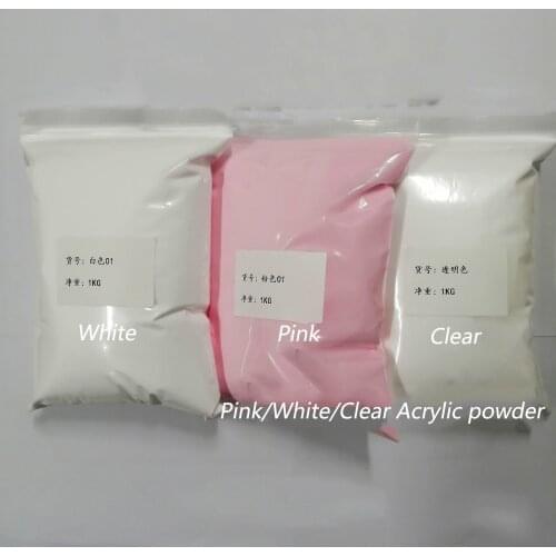 1KG Solid Dip/Acrylic Powder White Clear Pink Powder Nail Dust 3 Colors Chrome Nail Powder Dipping Powder Pigment For Nails Art