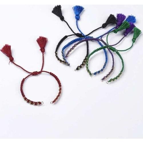 10pcs Polyester DIY Braided Bracelet Makings Tassel Pendant for Jewelry Making DIY Bracelet Findings 250mm Tassels: 24x5mm