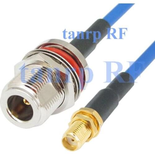 15CM Flexible blue jacket jumper cable RG402 6inch N female with nut bulkhead to SMA female jack RF adapter connector