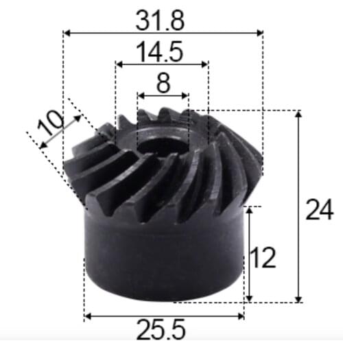 2pcs 2M-15Teeths Inner Hole: 8mm Precision Spiral Bevel Gear