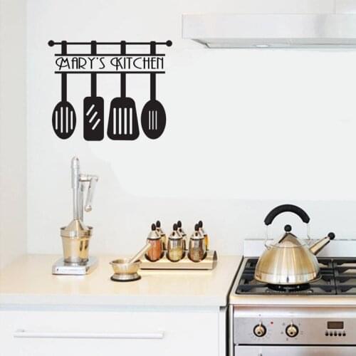 37*30CM Personalized Kitchen Name Vinyl Wall Decal Home Decor Creative Kitchen Interior Wall Sticker Waterproof Removable LC1620