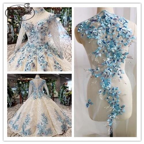 3D Flower Beaded Lace Large Applique Patch Wedding Dress DIY Decorative Accessories Sewing RS725