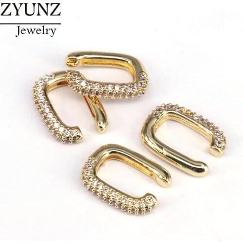 4 Pairs, Crystal Zirconia Gold Color Cuff Earrings Brincos Zircon CZ6Micro Pave Clip Earrings