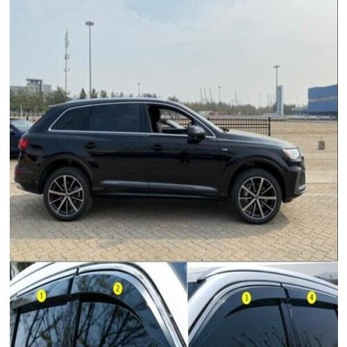 4pcs Plastic Exterior Visor Vent Shades Window Sun Rain Guard Deflector For Audi Q7 2016- 2021 YJD