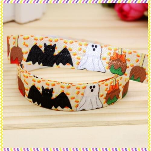 5/8'' Free shipping Fold Elastic FOE halloween printed headband headwear hairband diy decoration wholesale OEM P4372