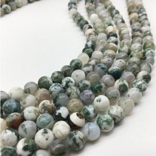 1 Strand Vintage Tree Pattern Agates Green Dot Round Stone Beads 4 6 8 10 12mm Jewelry Making Necklace Bracelet DIY Findings