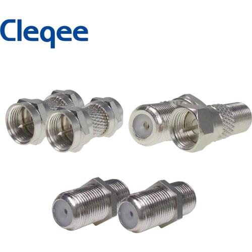 Cleqee 1PC F Adapter Male to Female RF Coax Connector TV Antenna Coaxial Connector F Connector TV plug