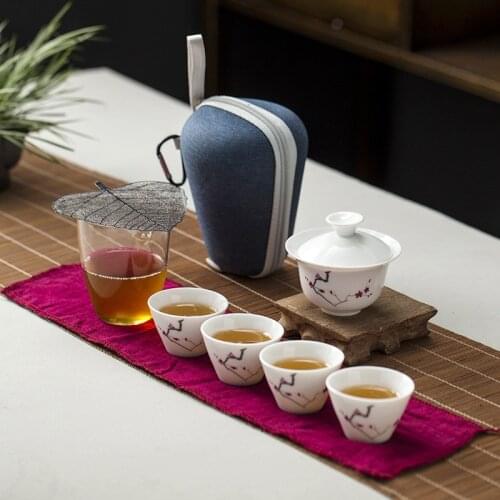 Travel Bag Chinese Kung Fu Tea Set Gaiwan Teapot Teacups Fair Mug Travel Teaset Drinkware