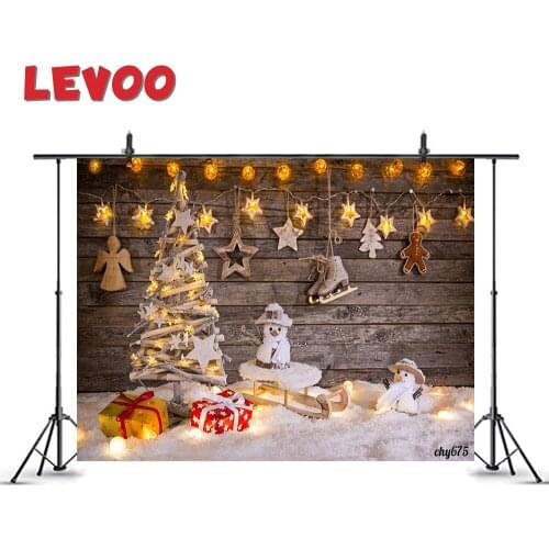 LEVOO Photography Backdrop Christmas Tree Snowman Star Light Wood Photographic Background Photo Studio Shoot Props Photozone