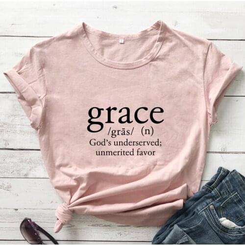 Grace Gods Underserved T-shirt Vintage Womens Jesus Christian Bible Top Tee Shirt Funny Grace Definition Tshirt