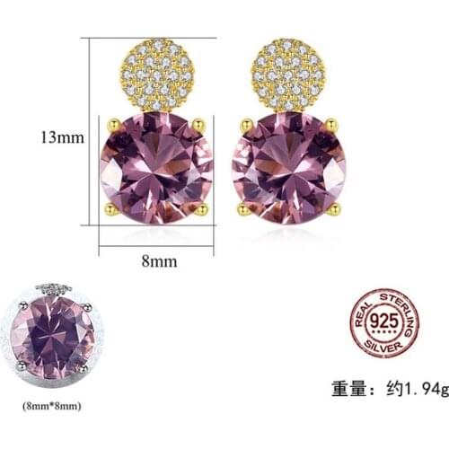HOT Sell S925 Sterling Silver Silverstone Crystal zircon ruby sapphire Earrings