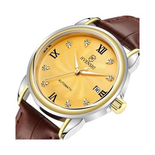 HVENSHI 2020 Rome Hollow Engraving Skeleton Casual Design Golden Case Watches Men Luxury Brand Automatic Mechanical Men Watches