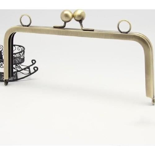 22*9cm square bronze no hole glue purse frame Big bead clasp Long feet DIY Coin Purse Kiss lock bag accessories