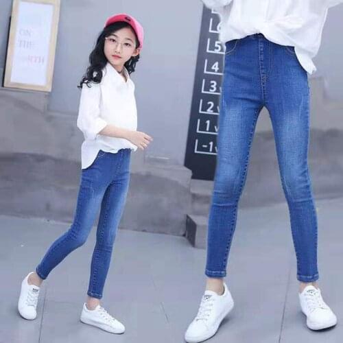 Fashion New Spring 4-12Yrs Teenage Girls Leggings Fashion Girls Blue Jeans Pants Autumn Children Pencil Pants Kids Trousers