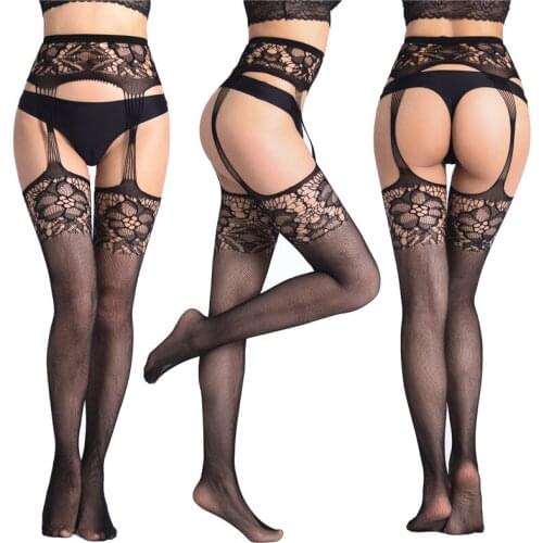 Fashion Embroidery Fishnet Tights Hollow Out Sexy Mesh Pantyhose Club Party Punk Pattern Pantyhose Black Women Tights