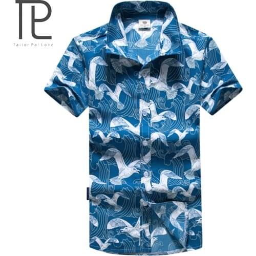 New Arrival Mens 2018 Summer Hawaiian t Beach Shirt quick-drying Swimwear Short Sleeve Mens Pool Beach Shirts Big Size M-5XL