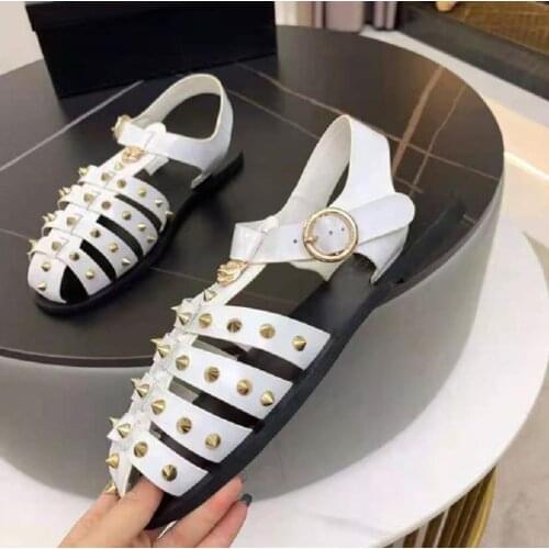 Out Sandals Men Full Grain Leather Close Toe Summer Sandal Rome Style Man Casual Shoes