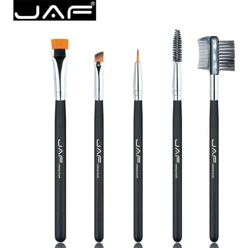 JAF 5pcs Eye Makeup Cosmetic Brush Set for Eyeliner Eyebrow Eyelash Soft Syenthetic Hair Brush Comb Beauty Makeup Tool JE0501S-B