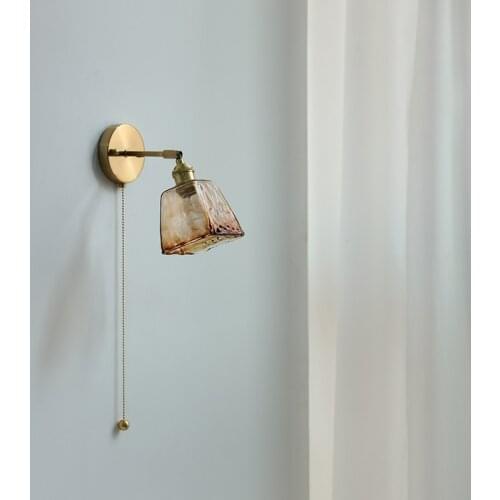 Retro pull wire wall lamp bedside lamp Nordic bedside restaurant dining room coffee shop amber new with switch lamps