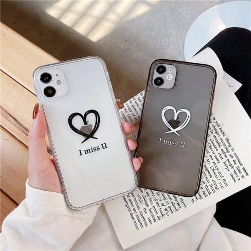 For iPhone 12 miini Transparent Love Heart Phone Case For iPhone 11pro X XR XS Max 7 8 Plus Soft Silicone Cute Back Cover
