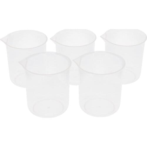5Pcs Lab Kitchen Clear Plastic Measuring Cup Jug Beaker 500ml Food Grade