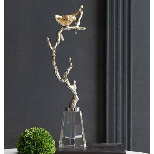 Powkhome Light luxury Creative Decoration Home Living Room Office Study TV Cabinet Desktop Gold Bird Home Accessories