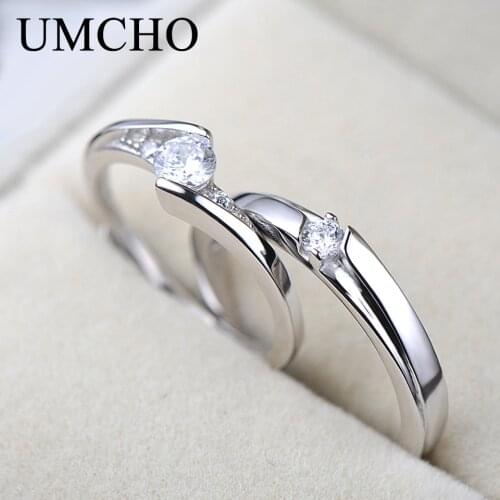 UMCHO Romantic Wedding Couple Rings 925 Sterling Silver Ring For Wife Women Girl Friend Anniversary Engagement Gift Fine Jewelry