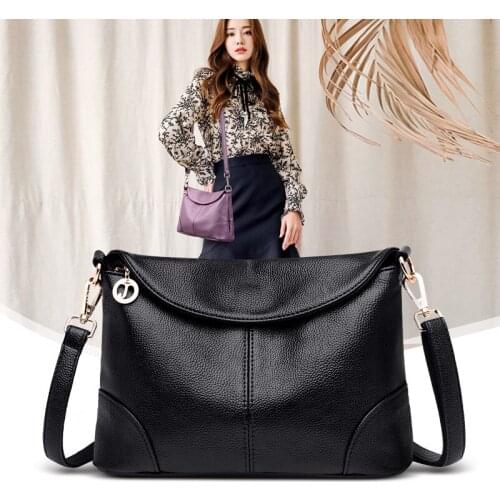 Women Leather Fashion Envelope Crossbody Bag New Elegant Shoulder Bag for with 2 Shoulder Straps Black Blue Purple Red